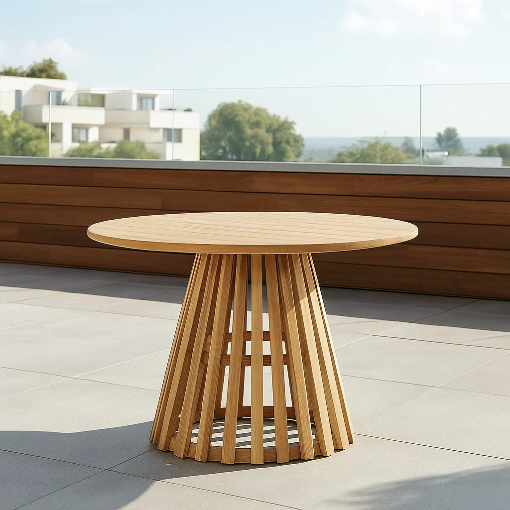Table de jardin ronde bois massif extérieur diamètre