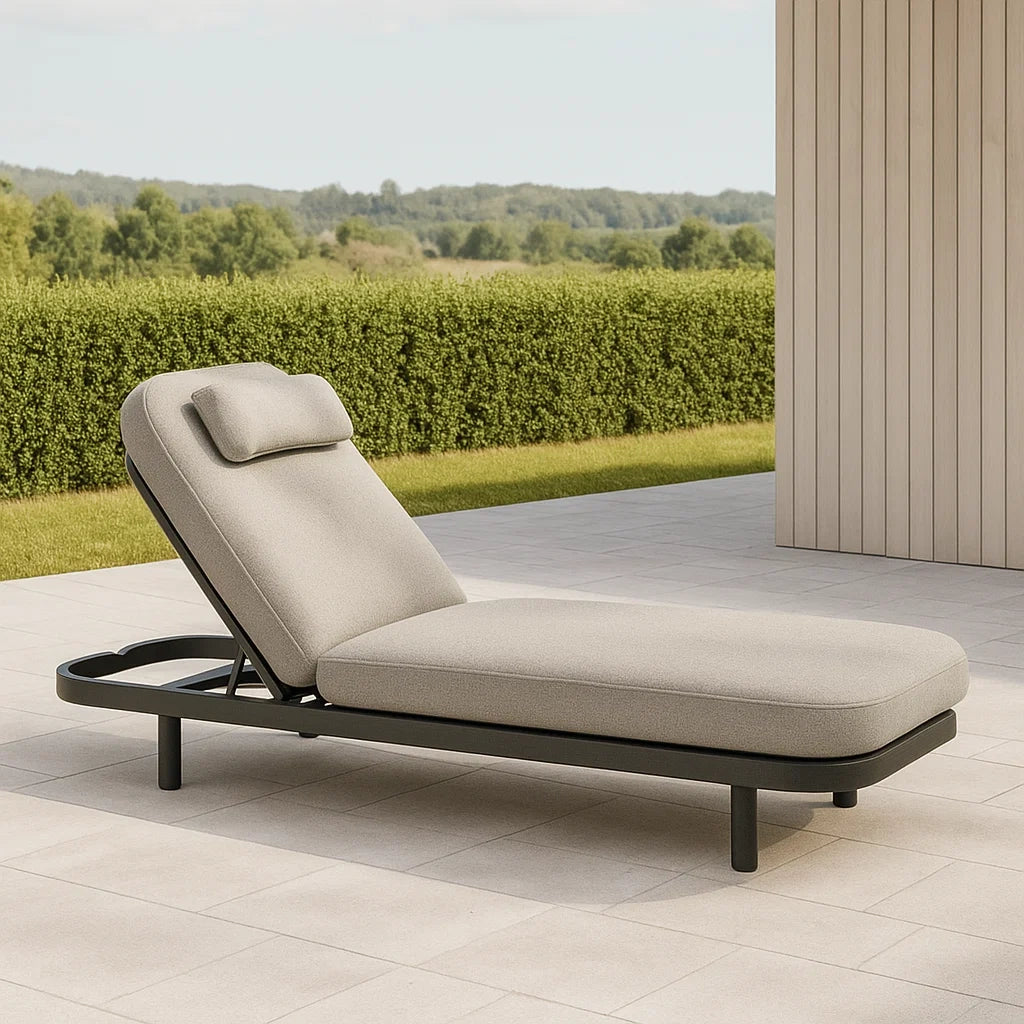 Chaise longue réglable extérieure aluminium polyester beige