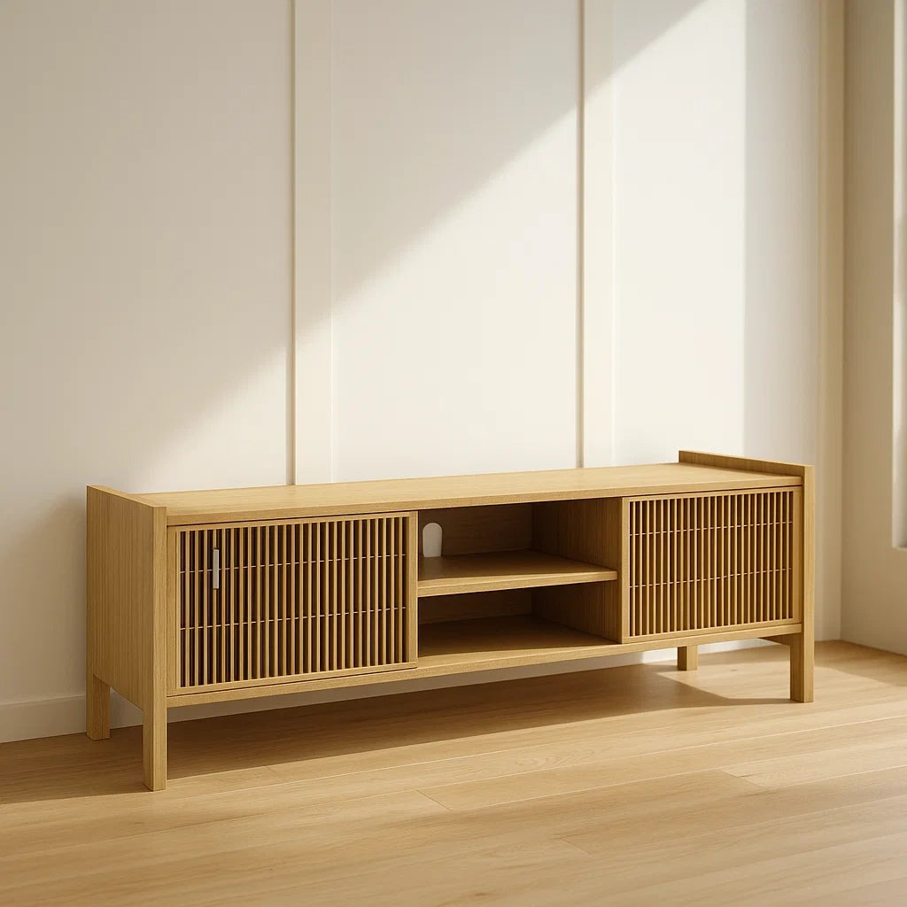 Meuble TV bois avec portes coulissantes 120x40x50 cm