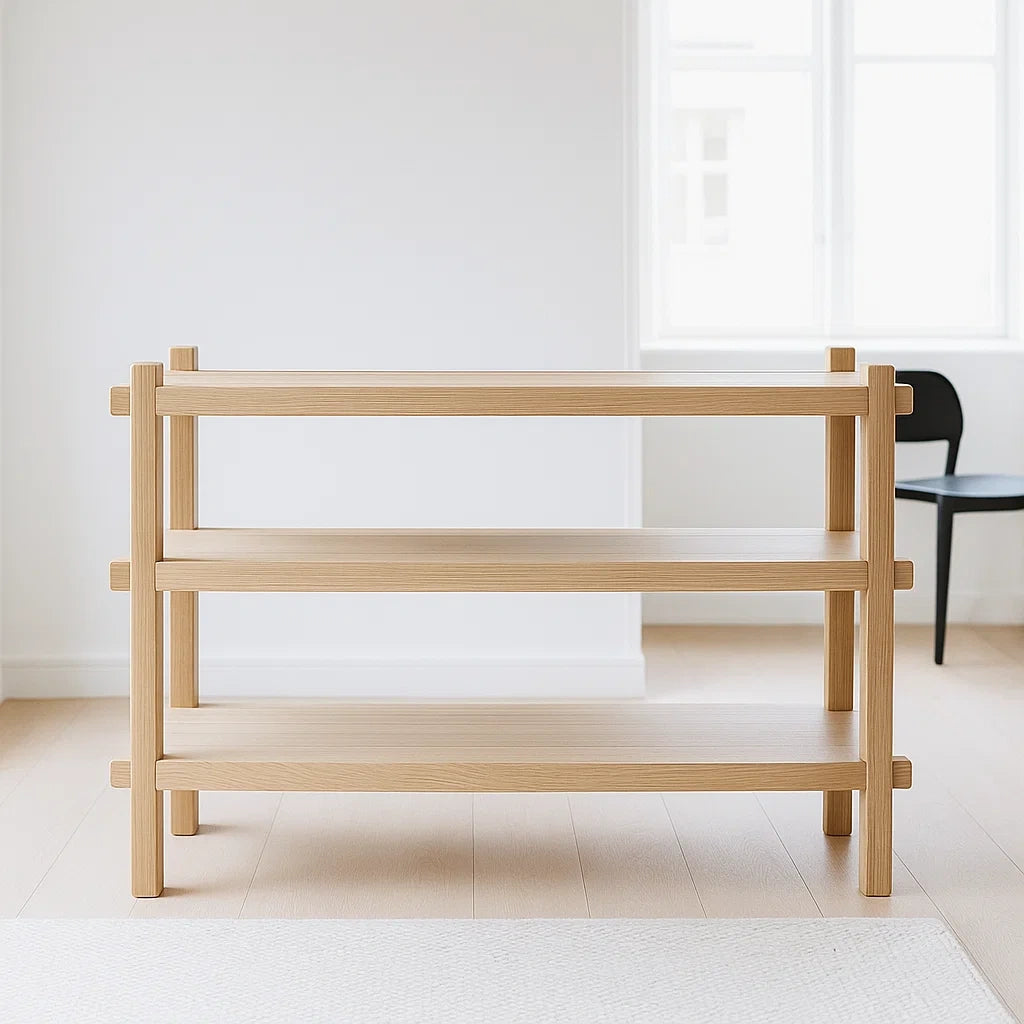 Console en chêne trois niveaux forme rectangulaire bois clair