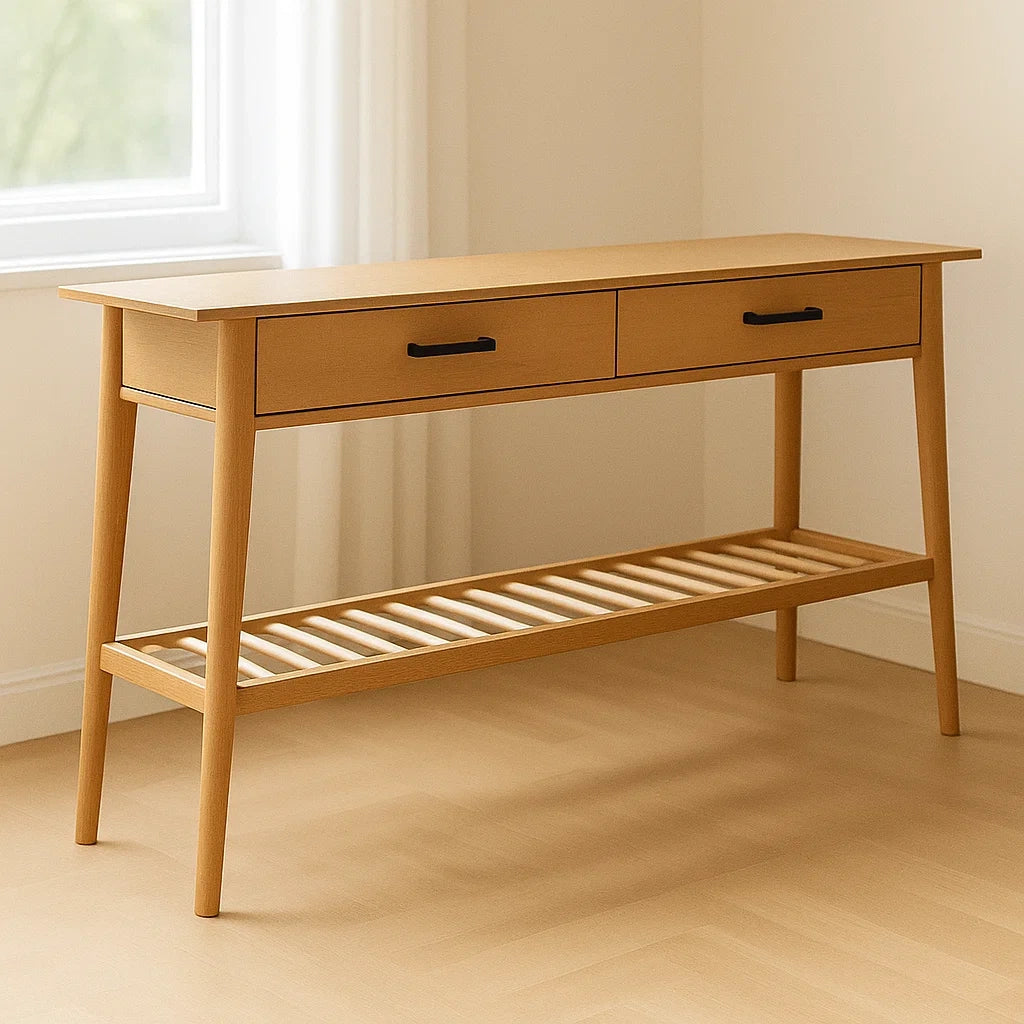 Console chêne avec tiroirs en bois