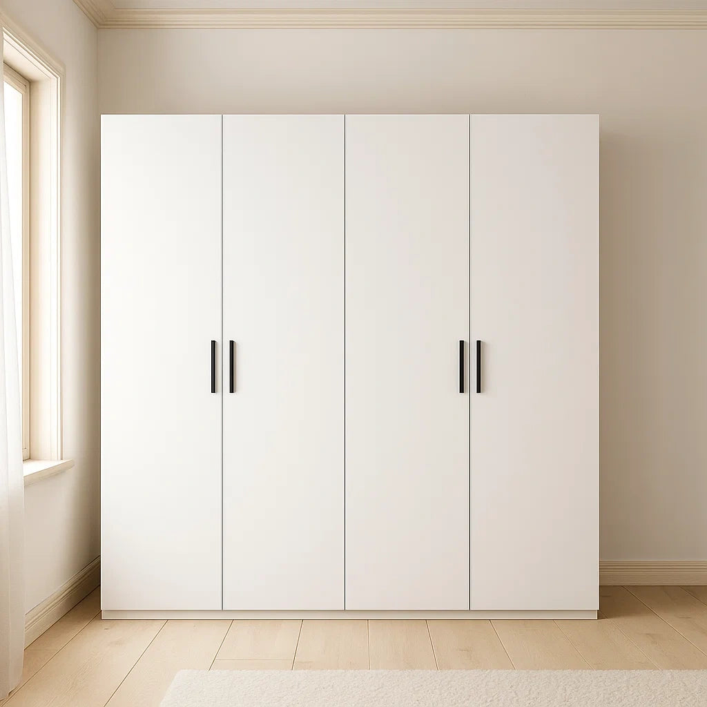 Dressing 4 portes en MDF blanc 200x210x60 cm