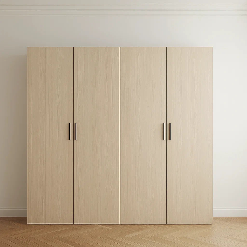 Dressing 4 portes en bois avec poignées noires 200x180x60 cm