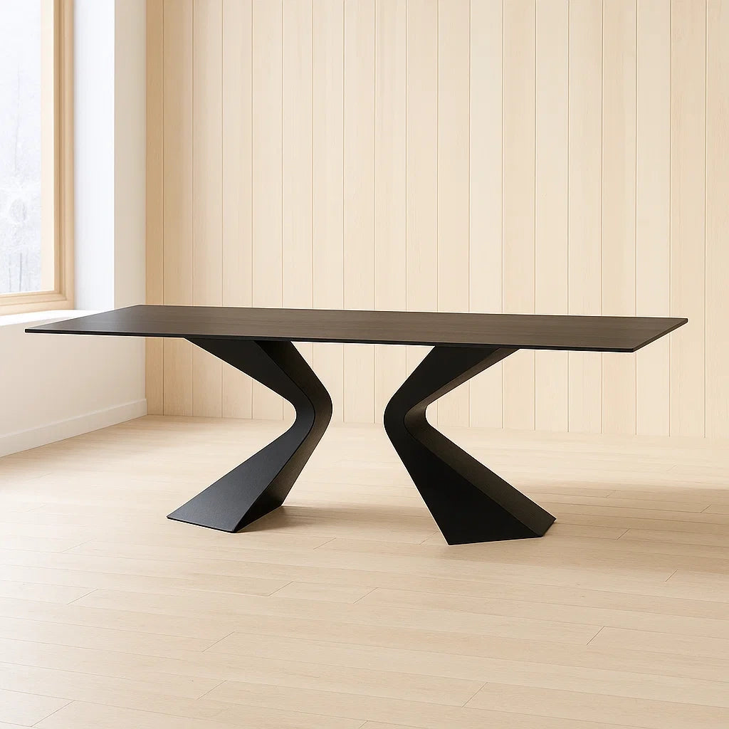 Tables à manger en bois MDF avec piètement en métal noir 180x90x75 cm