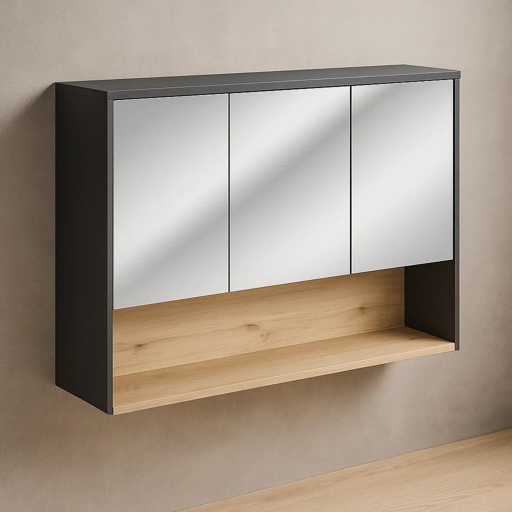 Armoires de toilette murale en bois 3 portes 80x60x15 cm