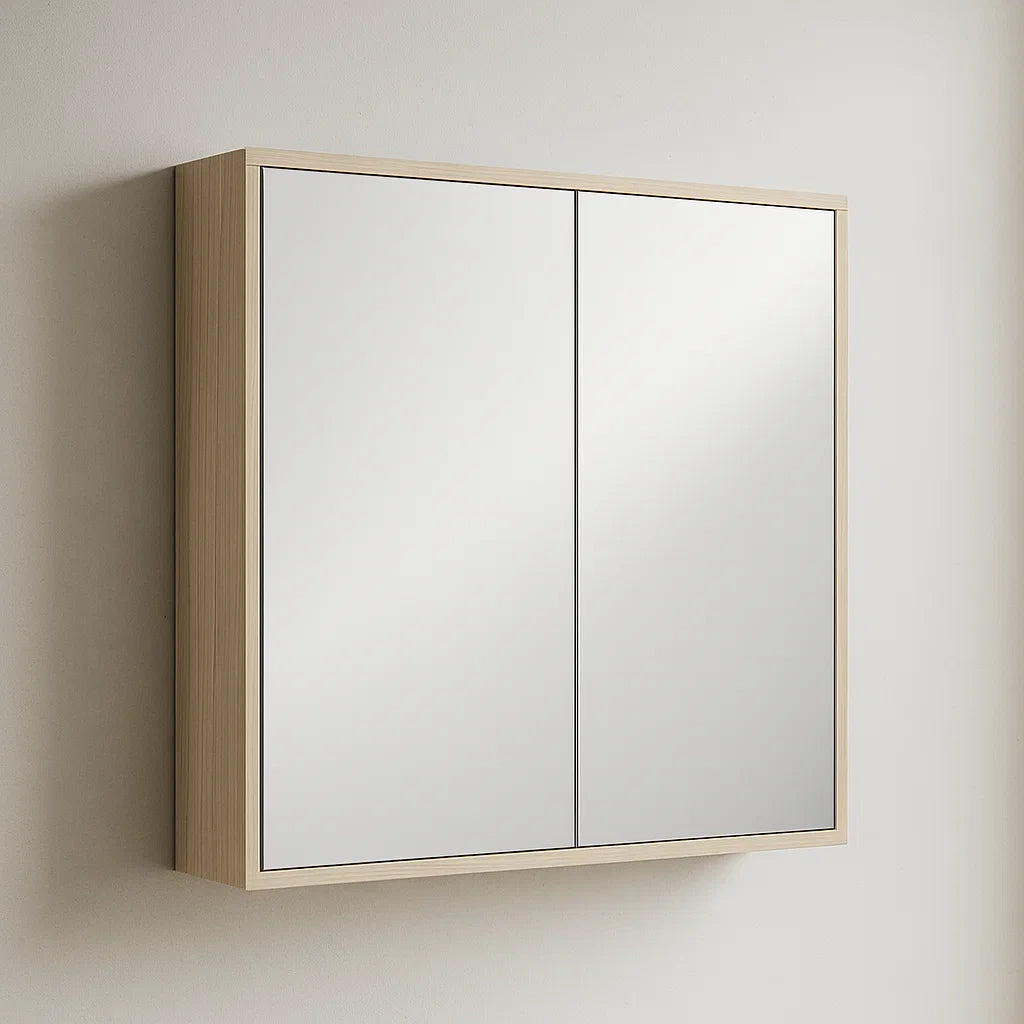 Armoires de toilette murale 2 portes avec miroir en chêne 60x15x75 cm