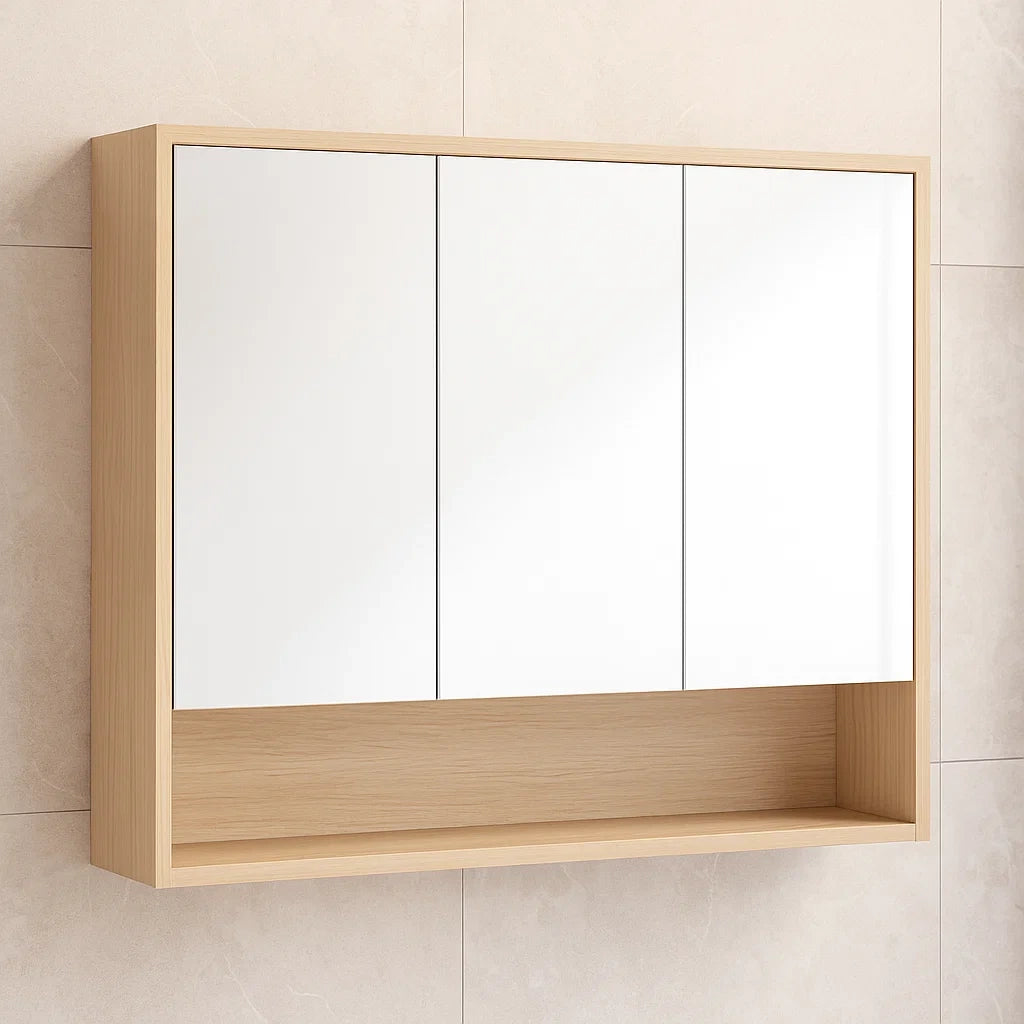 Armoires de toilette murale en bois blanc 3 portes 80x60x15 cm