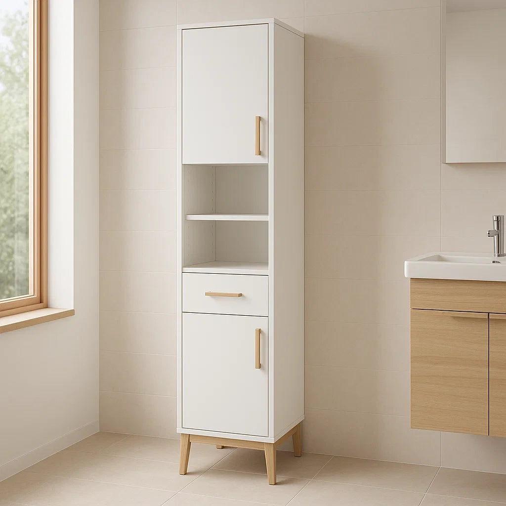 Colonnes de salle de bain blanche en MDF/pin 190x32x30 cm
