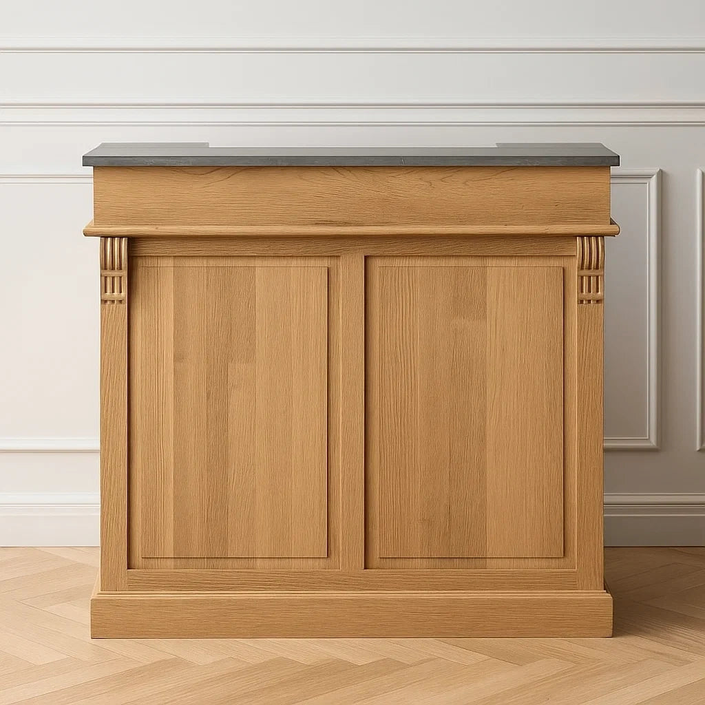 Bar en chêne avec dessus en pierre 100x45x90 cm