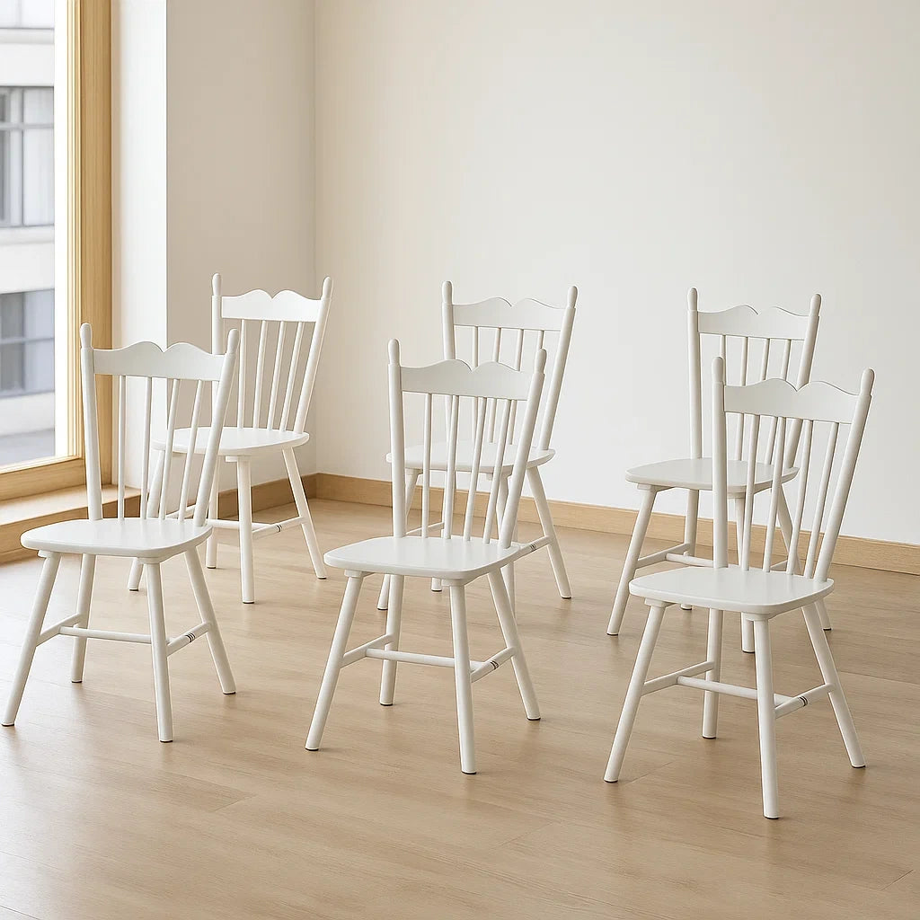 Lot de 6 chaises en bois blanc