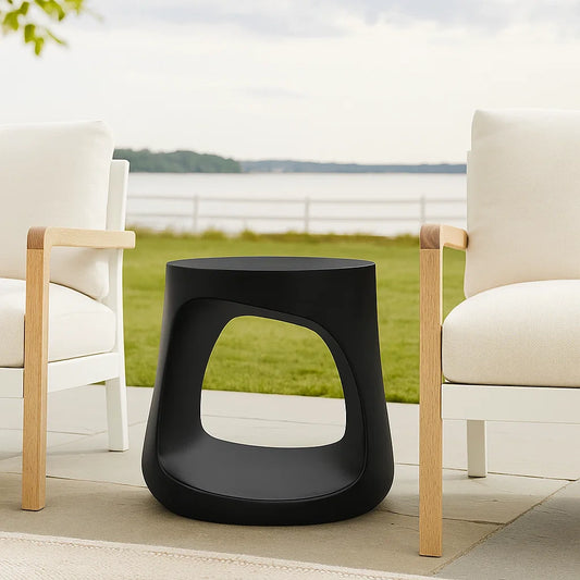 Table basse de jardin ronde extérieure polypropylène noir