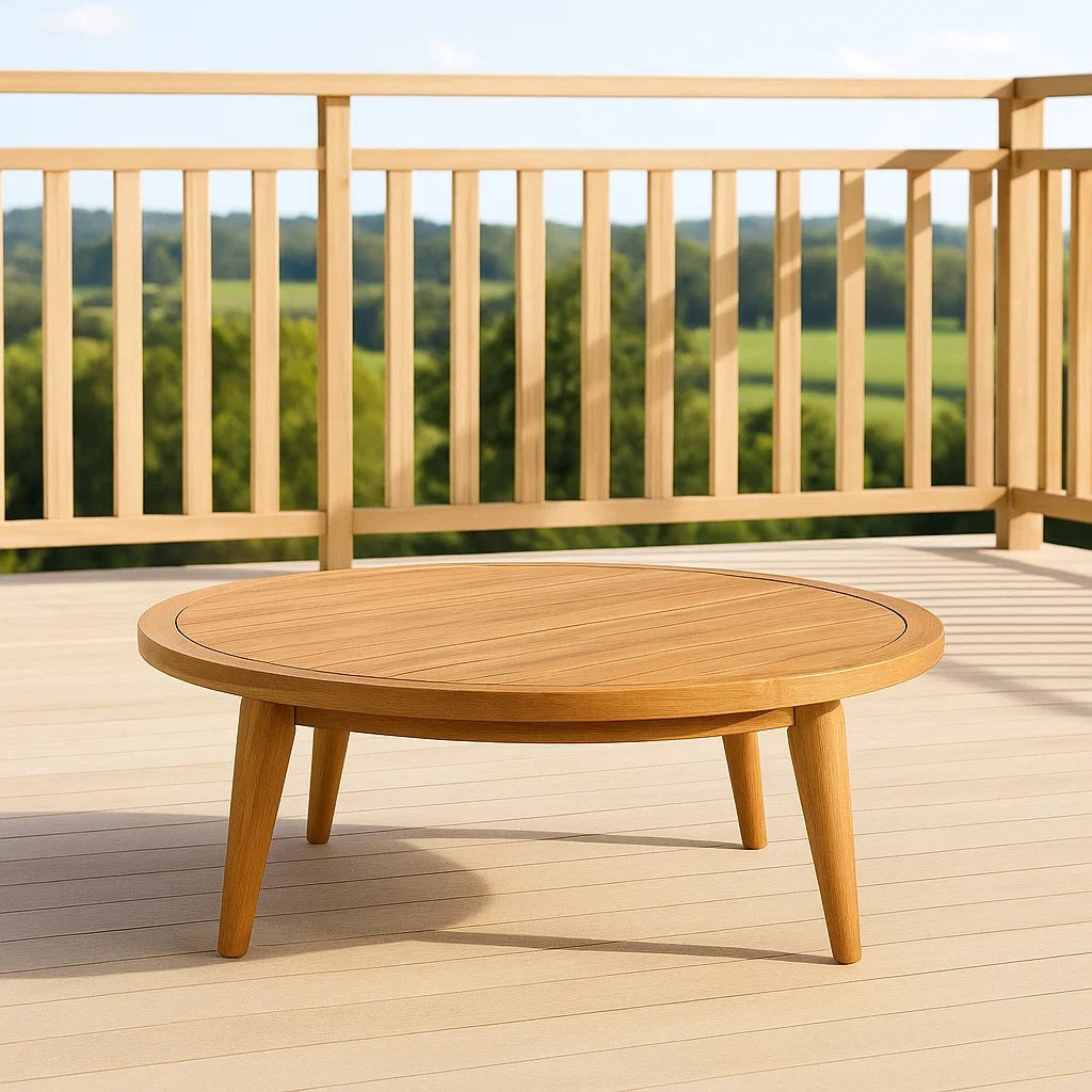Table basse de jardin ronde bois d'acacia