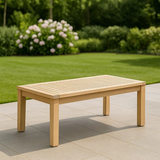 Table basse de jardin rectangulaire bois d'acacia beige 120x60x45 cm