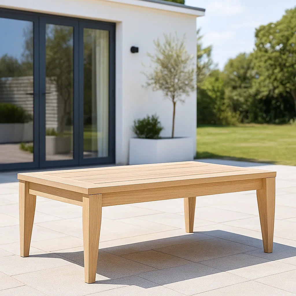 Table basse de jardin rectangulaire chêne massif 110x60x40 cm