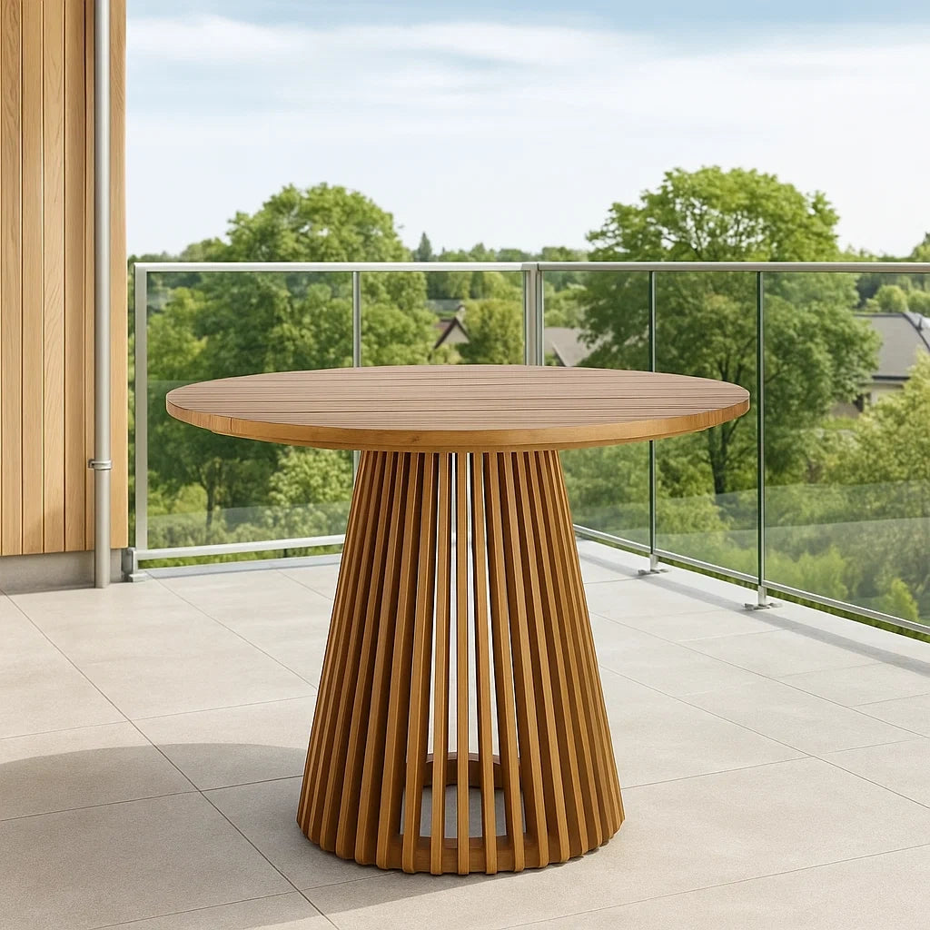 Table de jardin ronde bois terrasse