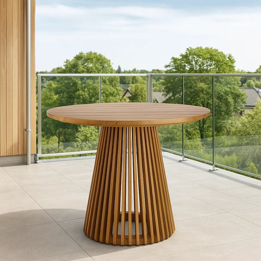 Table de jardin ronde bois terrasse