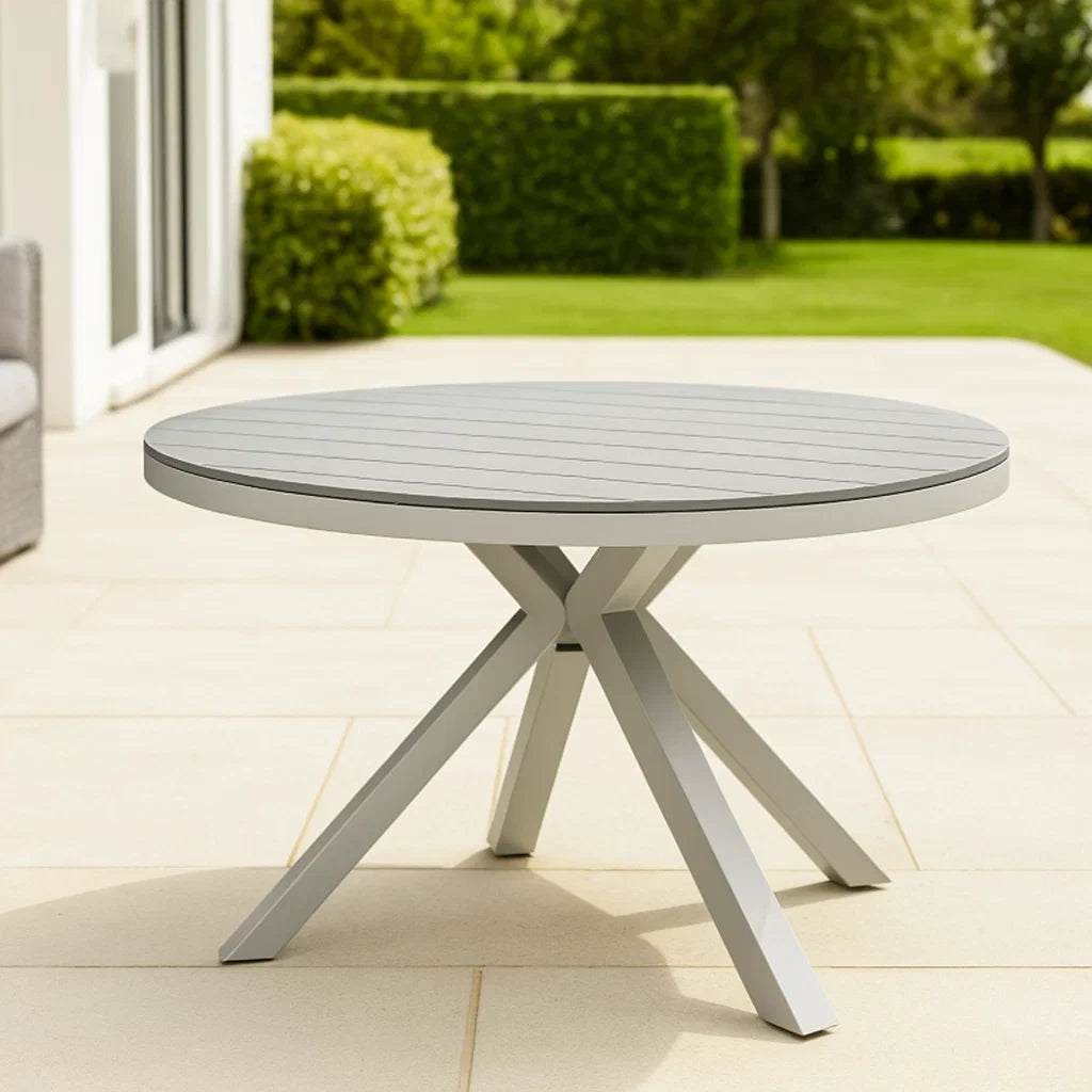 Table de jardin ronde aluminium gris