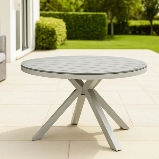 Table de jardin ronde aluminium gris