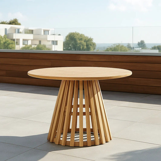 Table de jardin ronde bois massif extérieur diamètre