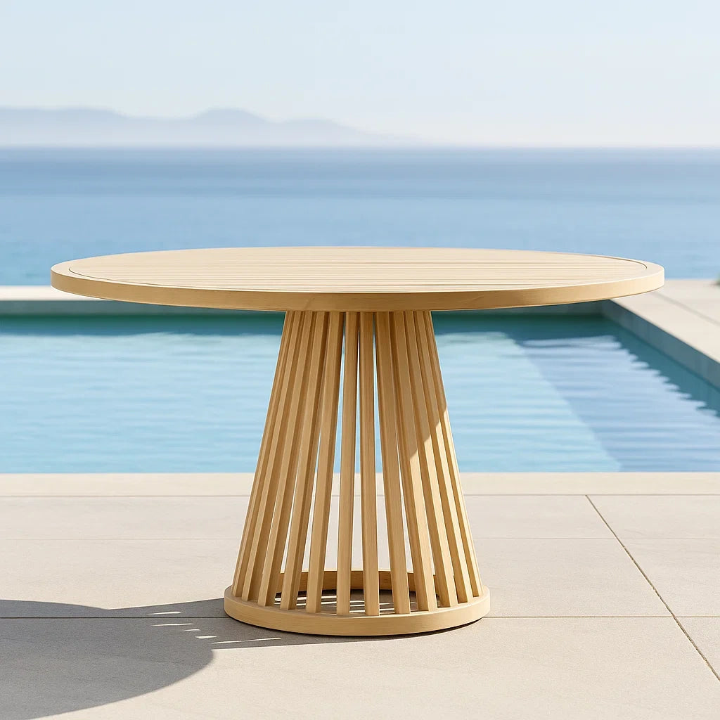 Table de jardin ronde en bois d'acacia