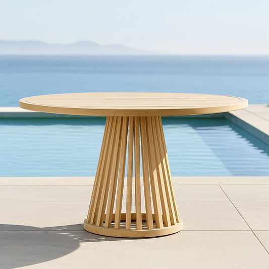 Table de jardin ronde en bois d'acacia