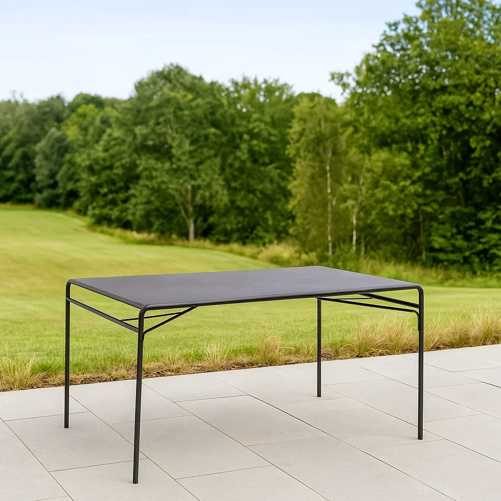 Table de jardin rectangulaire acier noir 140x80x75 cm