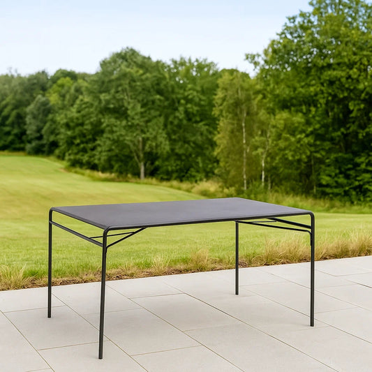 Table de jardin rectangulaire acier noir 140x80x75 cm