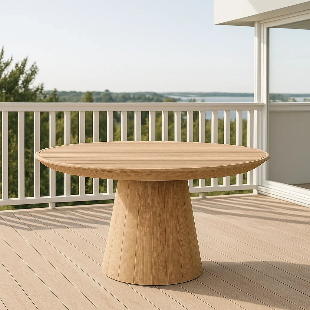 Table de jardin ronde chêne Ø120 H75 cm