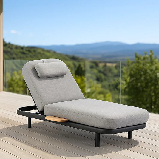 Canapé de jardin extérieur réglable acier/polyester gris