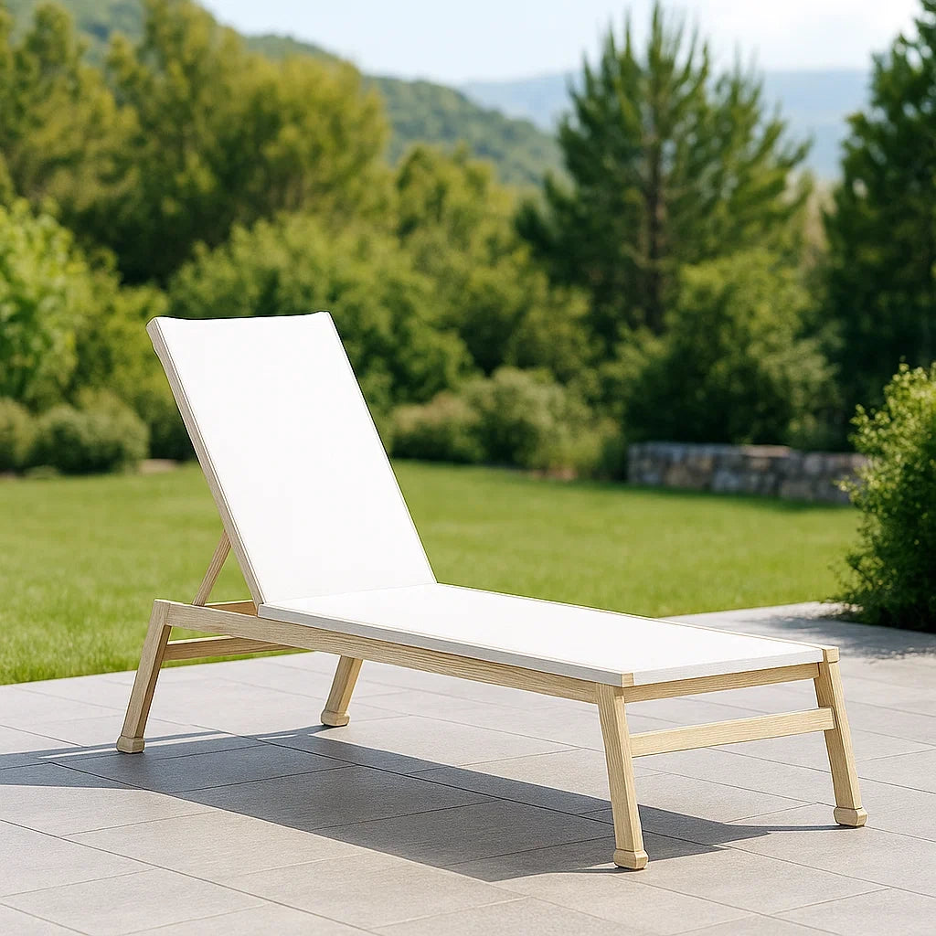 Chaise longue extérieure aluminium blanc polyester 200x70x90 cm