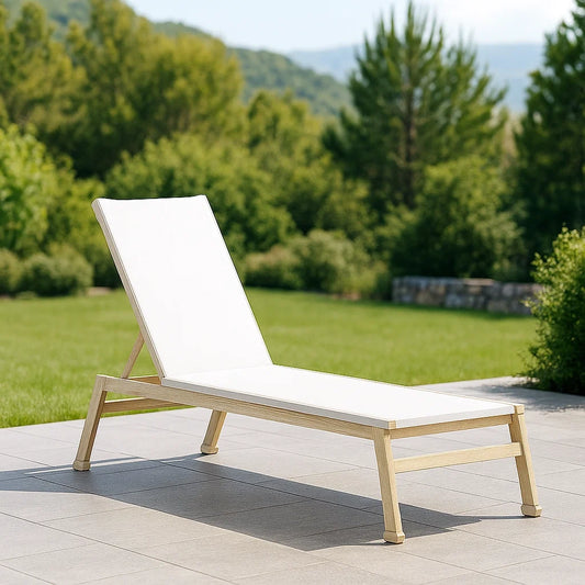 Chaise longue extérieure aluminium blanc polyester 200x70x90 cm