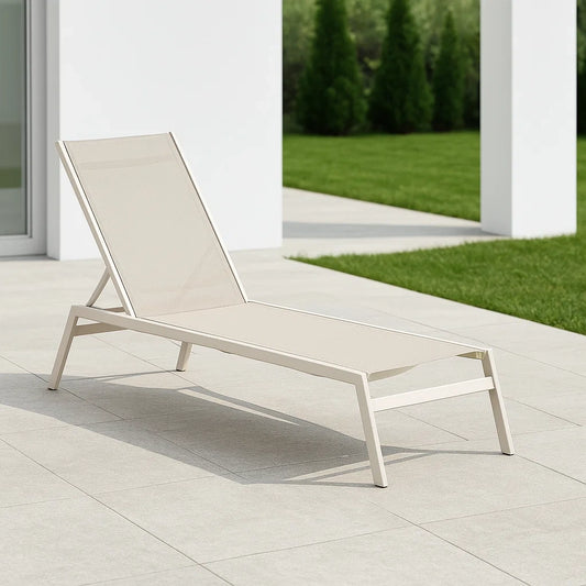 Chaise longue de jardin aluminium/textilène beige
