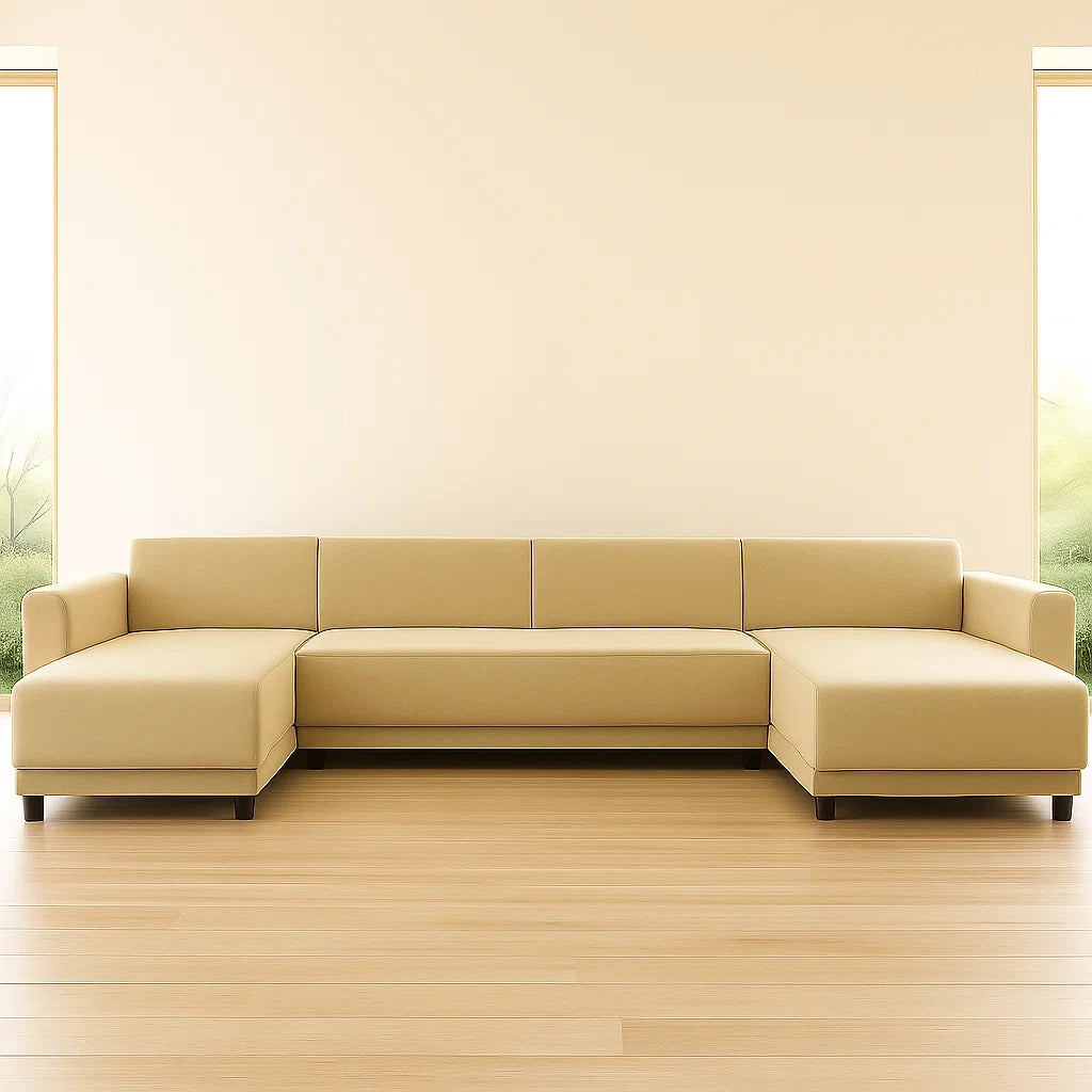 Canapés panoramiques modulables en simili cuir beige 320x160x85 cm