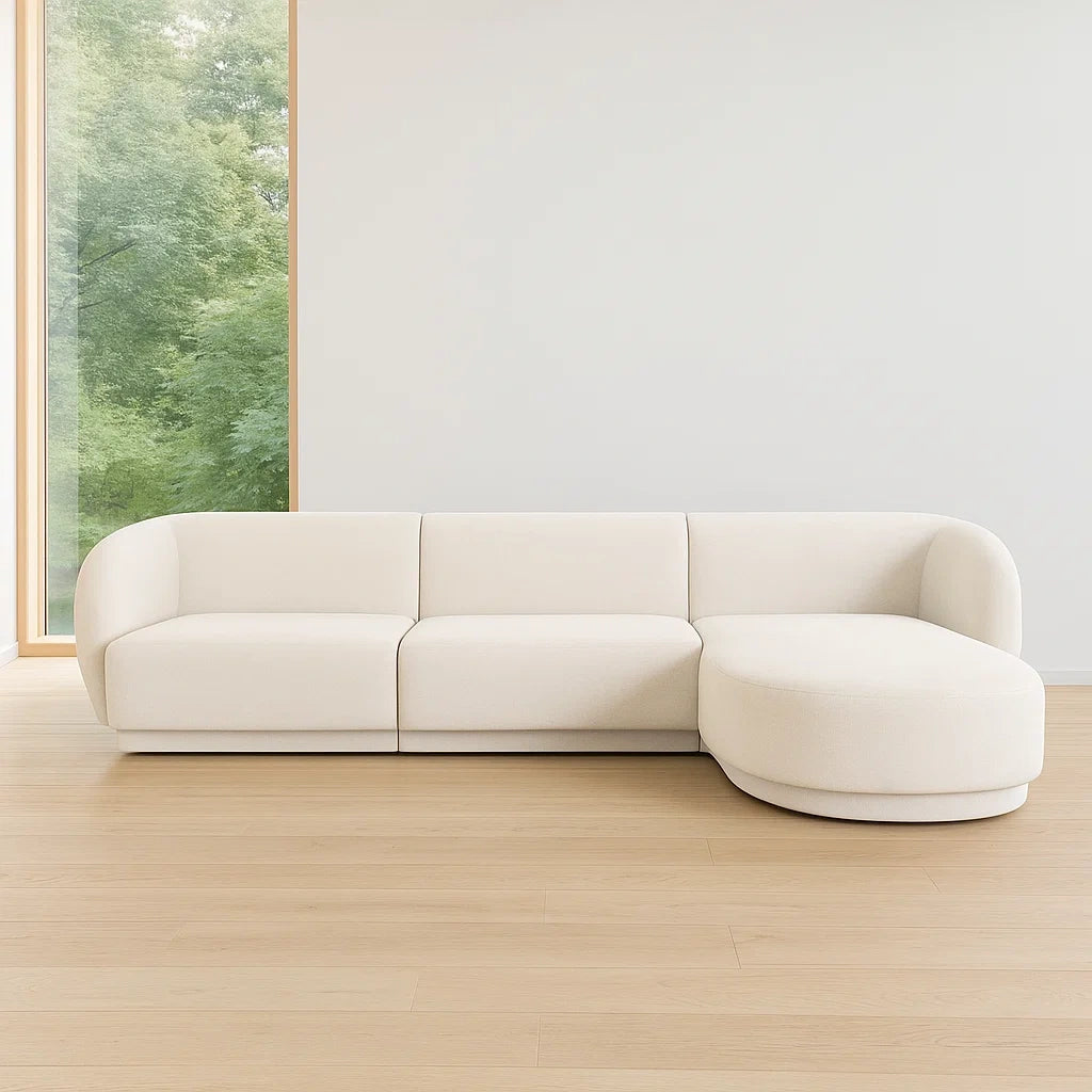 Canapé d'angle modulable en tissu crème