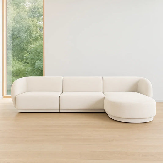 Canapé d'angle modulable en tissu crème