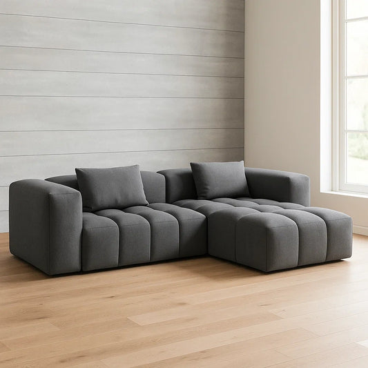 Canapé d'angle modulable en tissu gris foncé