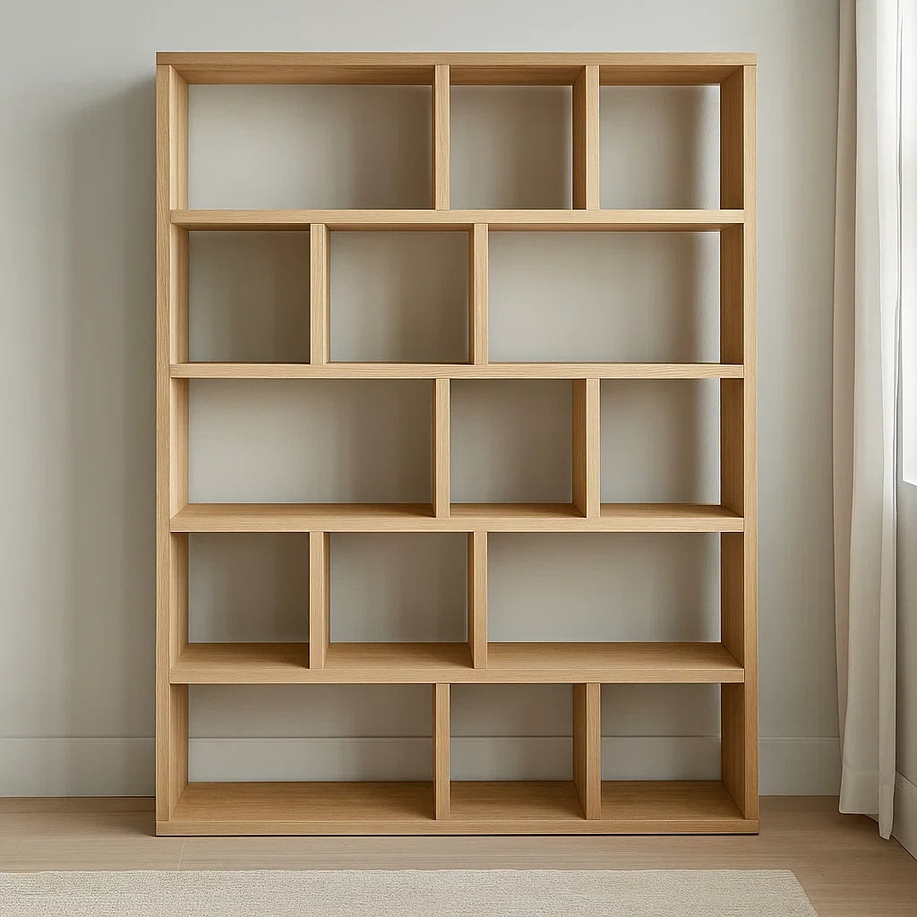 Bibliothèques en chêne clair avec 15 compartiments 180x150x35 cm 