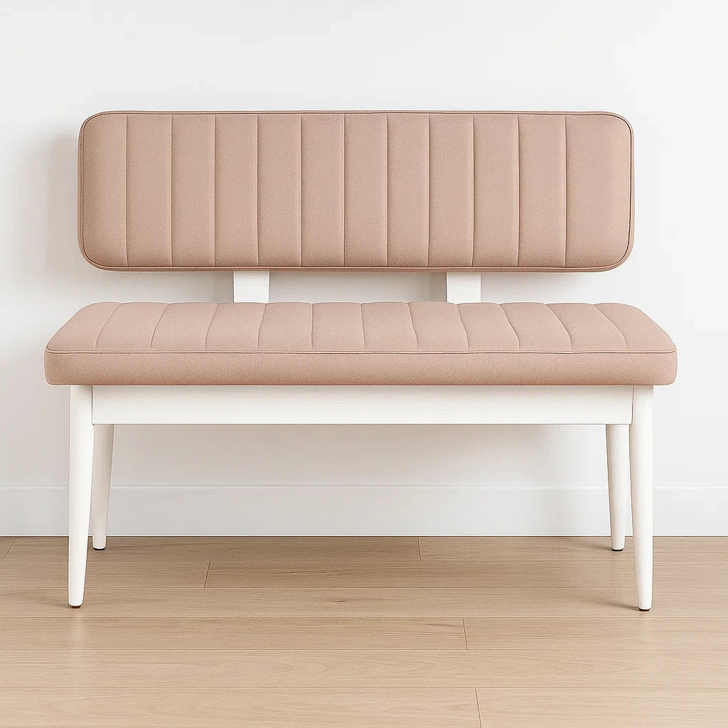 Banc d'entrée rembourré beige pieds en bois massif 100x45x80 cm