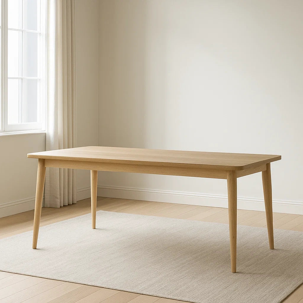 Tables à manger rectangulaire en chêne massif 180x90x75 cm finition naturelle