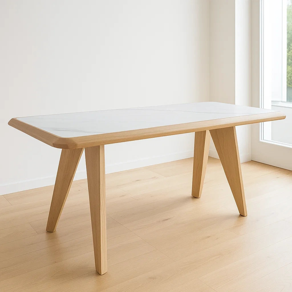 Tables à manger rectangulaire en MDF et chêne clair 180x90x75 cm