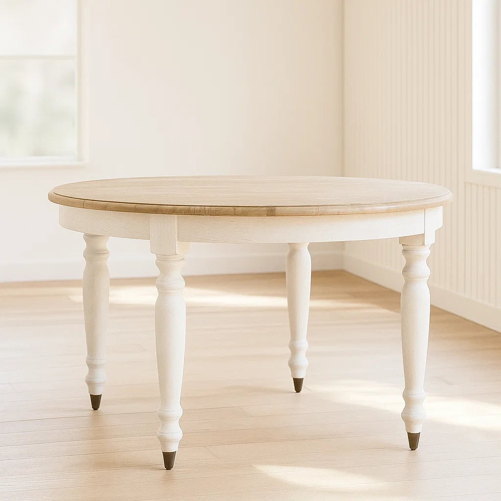 Tables à manger ronde en bois massif blanc/chêne diamètre 120 cm hauteur 75 cm