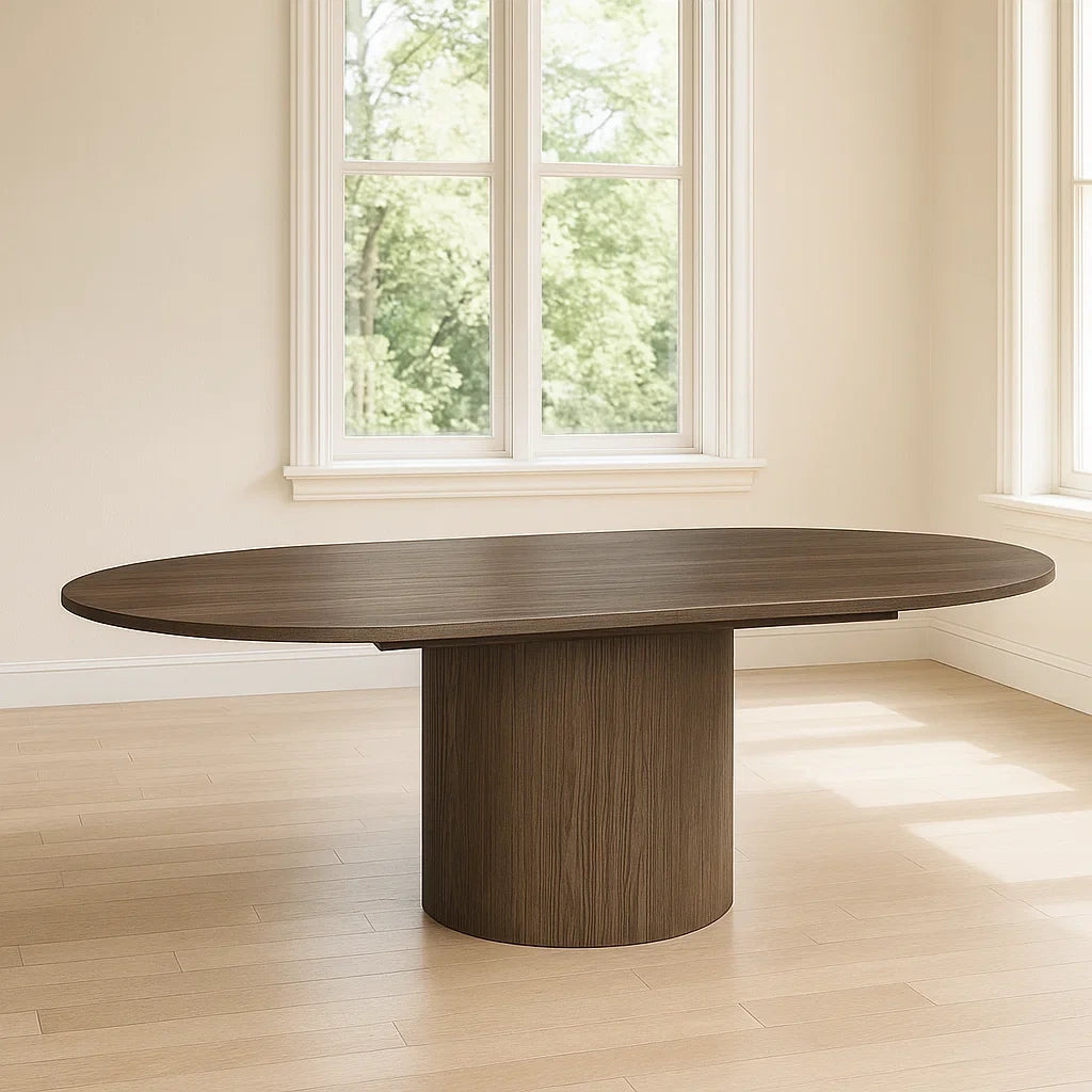 Tables à manger ovale en bois plaqué marron 200x100x75 cm