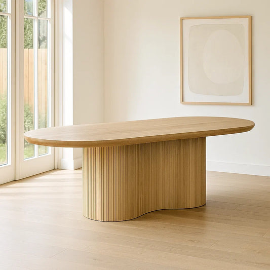 Tables à manger ovale en bois de chêne clair 200x100x75 cm 