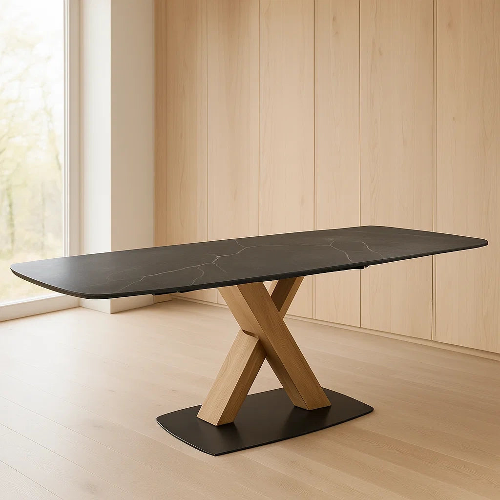 Tables à manger rectangulaire en céramique noire 200x100x75 cm