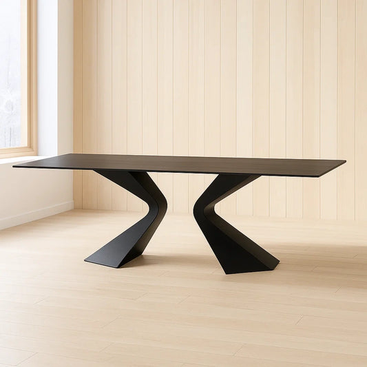Tables à manger en bois MDF avec piètement en métal noir 180x90x75 cm