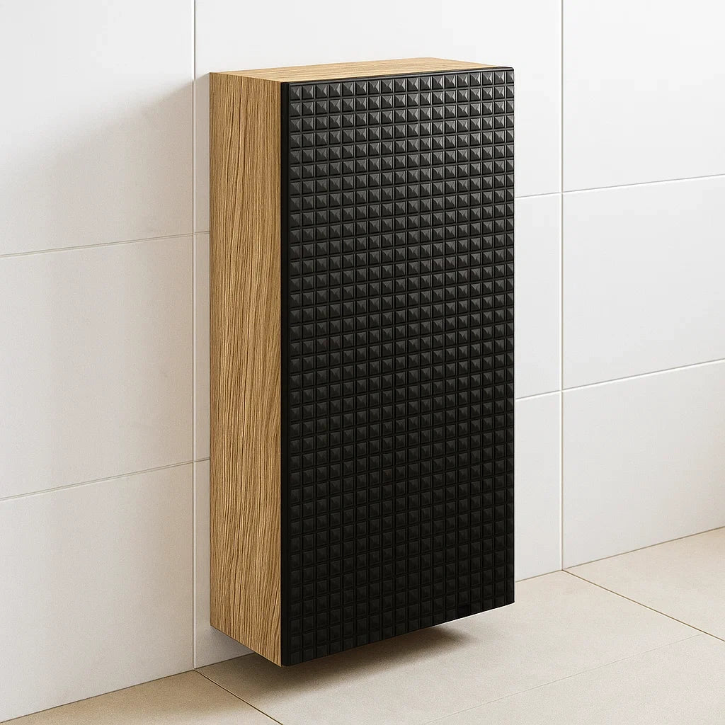 Armoires de toilette murale rectangulaire en bois MDF noir 35x70x15 cm