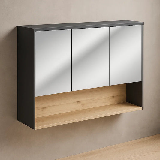 Armoires de toilette murale en bois 3 portes 80x60x15 cm