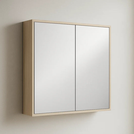 Armoires de toilette murale 2 portes avec miroir en chêne 60x15x75 cm