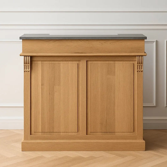 Bar en chêne avec dessus en pierre 100x45x90 cm