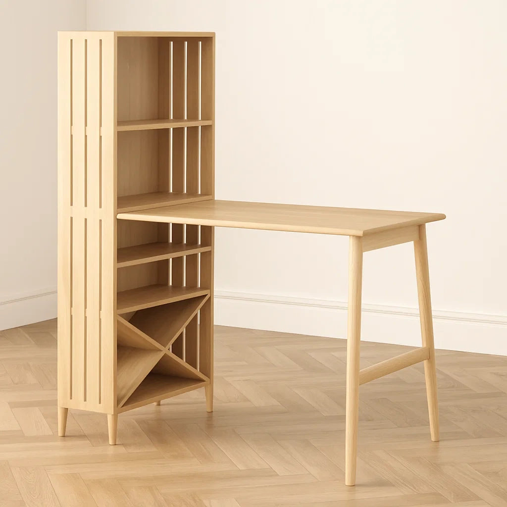 Bar en bois de chêne clair avec étagères 150x100x60 cm